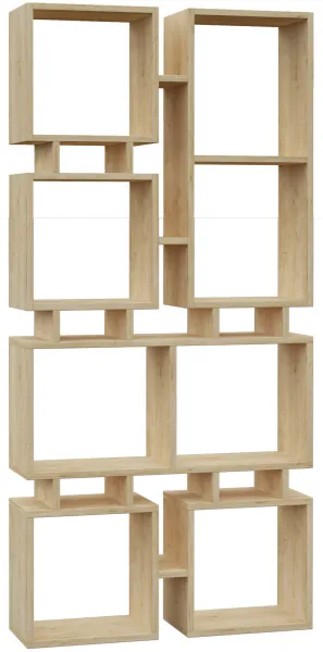 FUNZI LIVING Rail No.1 Bücherregal mit 8 Fächern - eichenfarbene Melamin