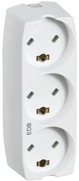 LK Steckdosenleiste mit 3 rechteckigen Steckern EDB 2-polig mit Erdung, weiß